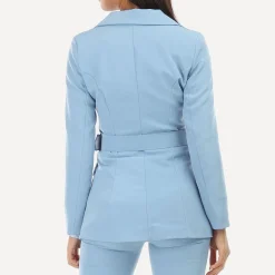 Discount La Modeuse Veste blazer ceinturée Bleuciel
