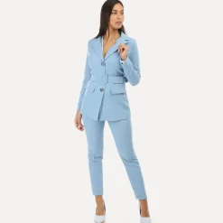 Discount La Modeuse Veste blazer ceinturée Bleuciel