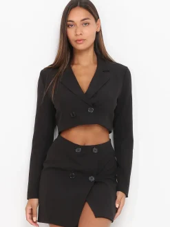 Sale La Modeuse Veste blazer cropped Noir