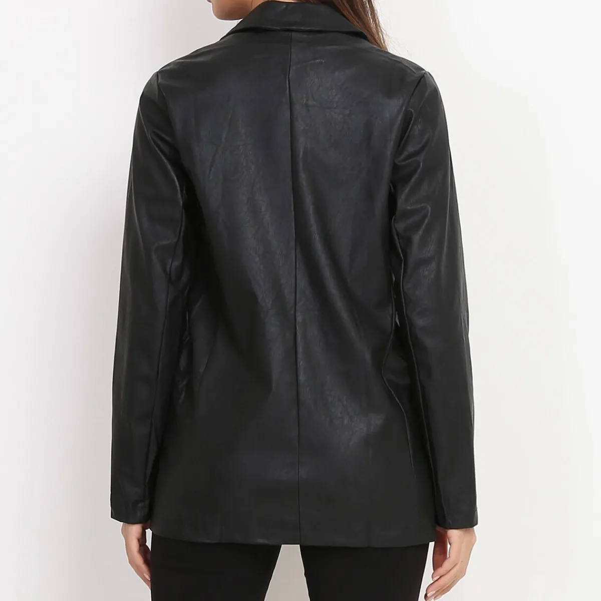 Sale La Modeuse Veste blazer en simili Noir
