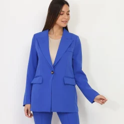 Hot La Modeuse Veste blazer oversize Bleu