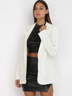New La Modeuse Veste blazer oversize à poches Ecru