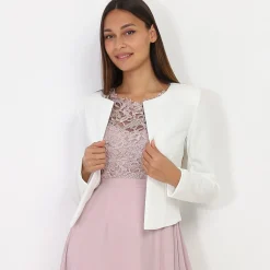 Sale La Modeuse Veste courte he sans col Blanc
