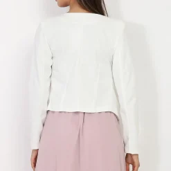 Sale La Modeuse Veste courte he sans col Blanc