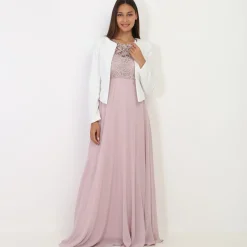 Sale La Modeuse Veste courte he sans col Blanc