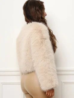 Best La Modeuse Veste courte en fausse fourrure Beige