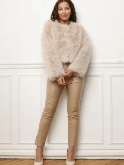 Best La Modeuse Veste courte en fausse fourrure Beige
