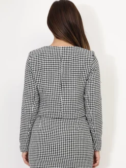 Discount La Modeuse Veste courte en tweed à boutons argentés Noir