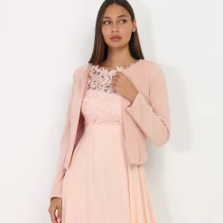 Online La Modeuse Veste courte rose sans col Rose clair Roseclair