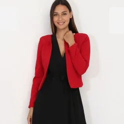 Hot La Modeuse Veste courte sans col Rougefoncé