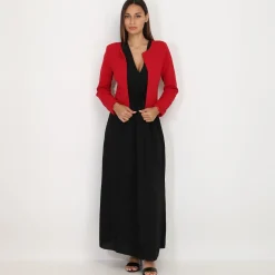Hot La Modeuse Veste courte sans col Rougefoncé