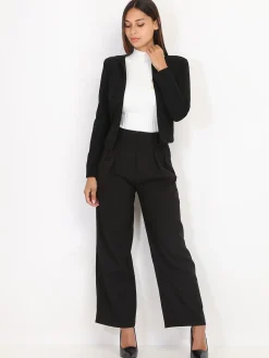 Online La Modeuse Veste courte sans col Noir