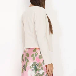 Sale La Modeuse Veste courte sans col Beige