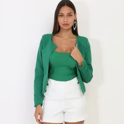 Clearance La Modeuse Veste courte sans col Vert