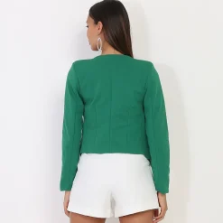 Clearance La Modeuse Veste courte sans col Vert