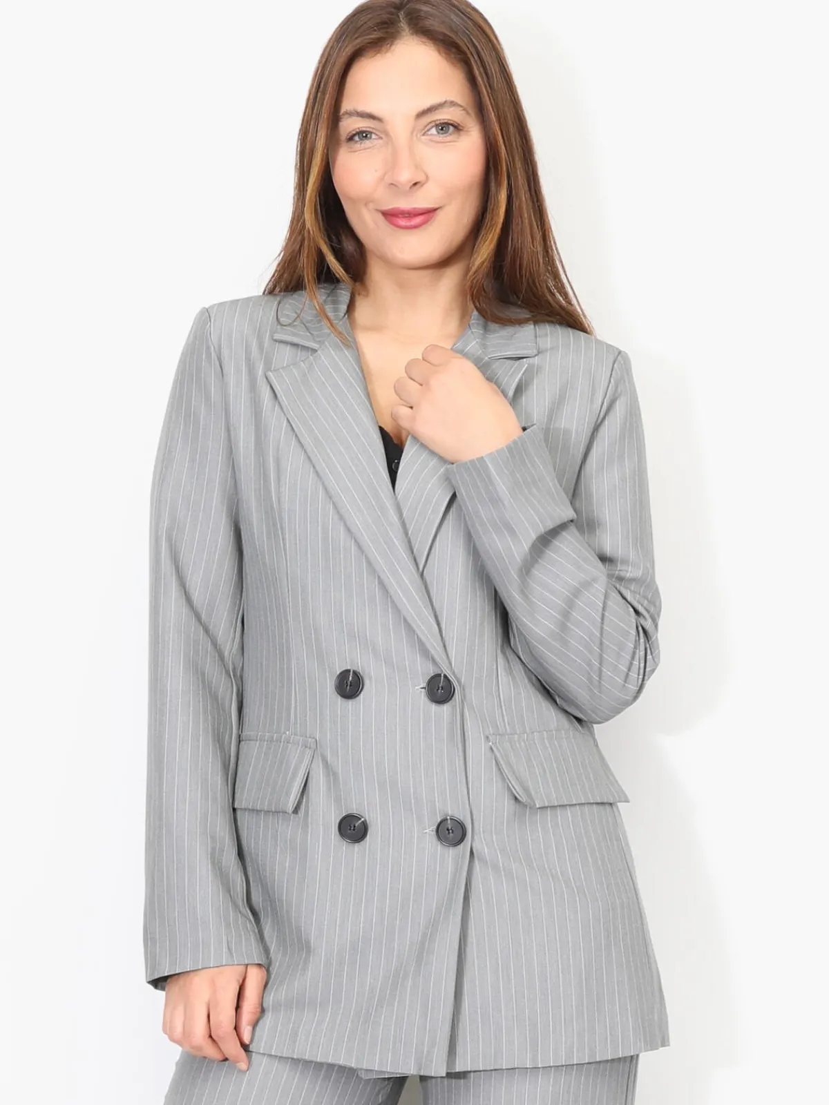 La Modeuse Veste de costume à rayures Grisclair