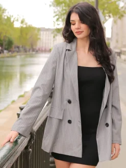 La Modeuse Veste de costume à rayures Grisclair