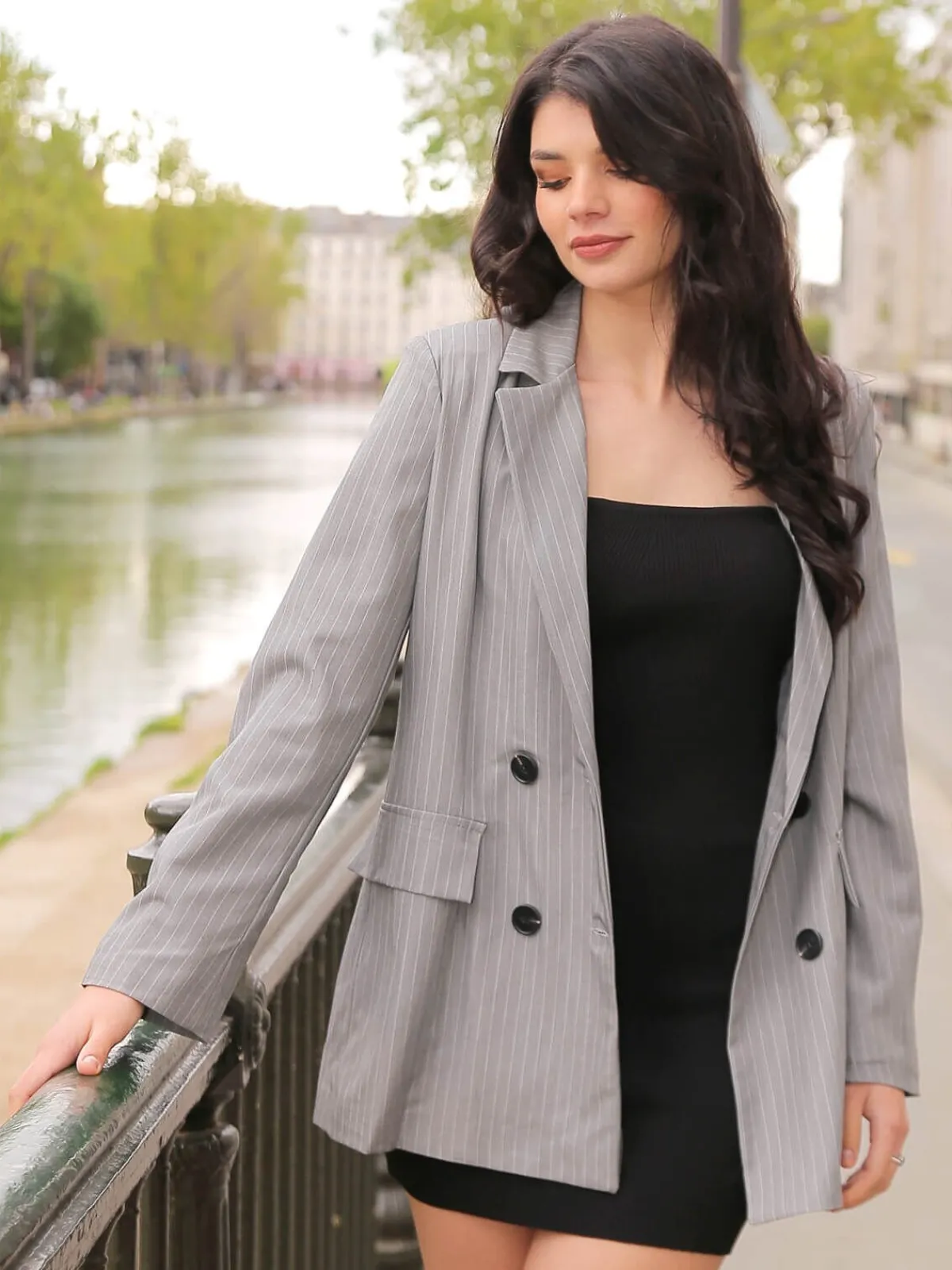 La Modeuse Veste de costume à rayures Grisclair