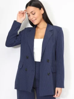 Outlet La Modeuse Veste de costume à rayures Bleu