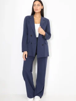 Outlet La Modeuse Veste de costume à rayures Bleu