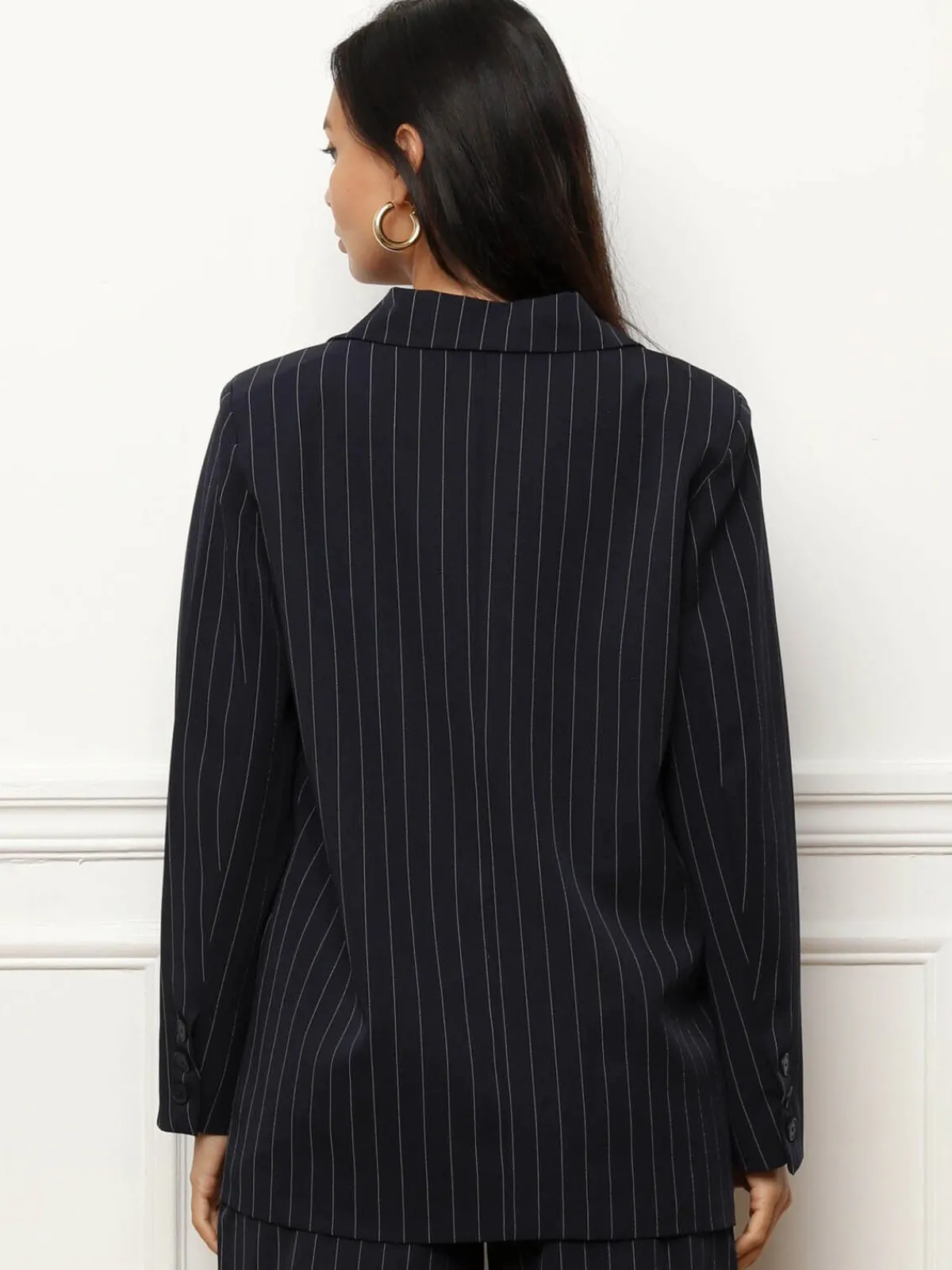 La Modeuse Veste de costume avec rayures BleuMarine