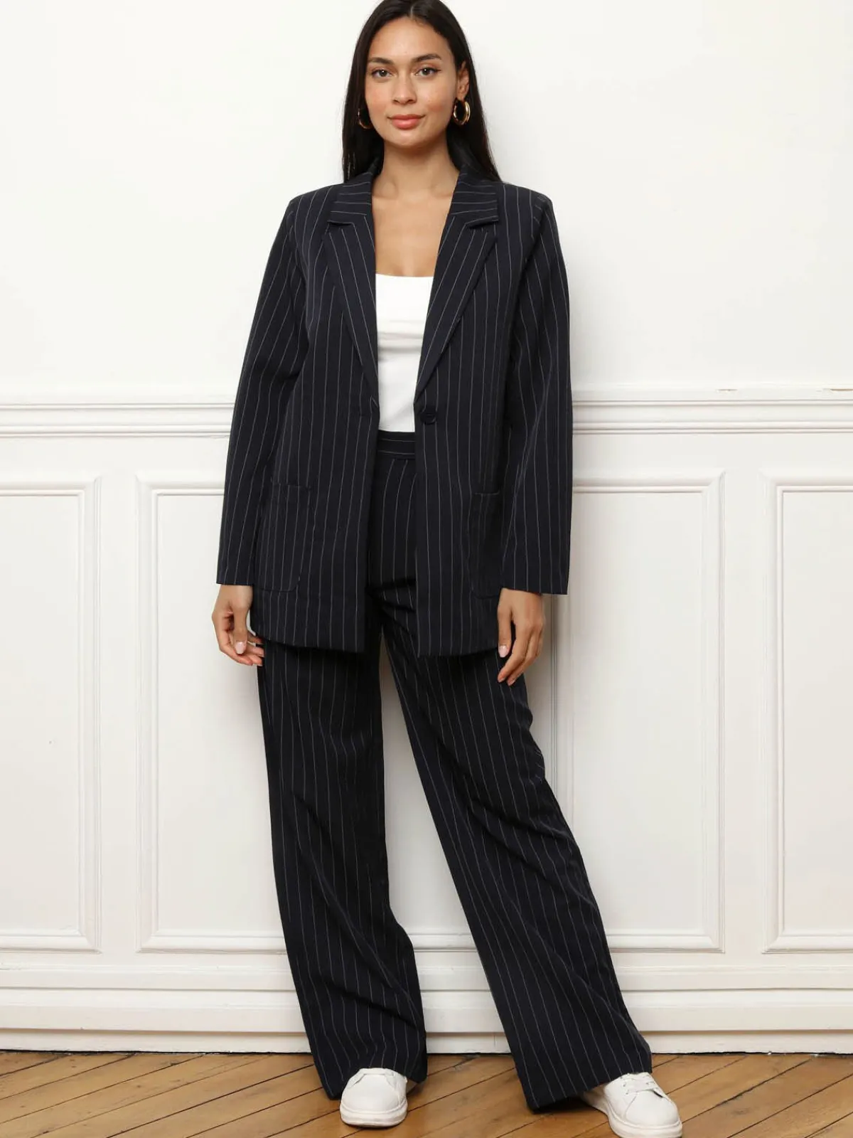 La Modeuse Veste de costume avec rayures BleuMarine