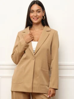 Best La Modeuse Veste de costume avec rayures Beige