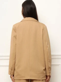 Best La Modeuse Veste de costume avec rayures Beige