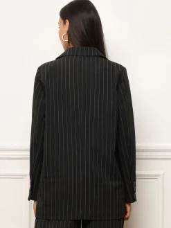 New La Modeuse Veste de costume avec rayures Noir