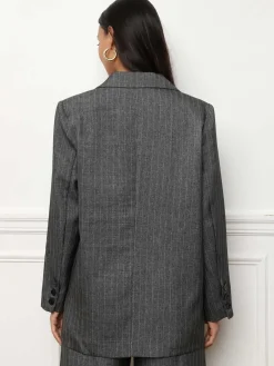 Outlet La Modeuse Veste de costume croisée à rayures Gris