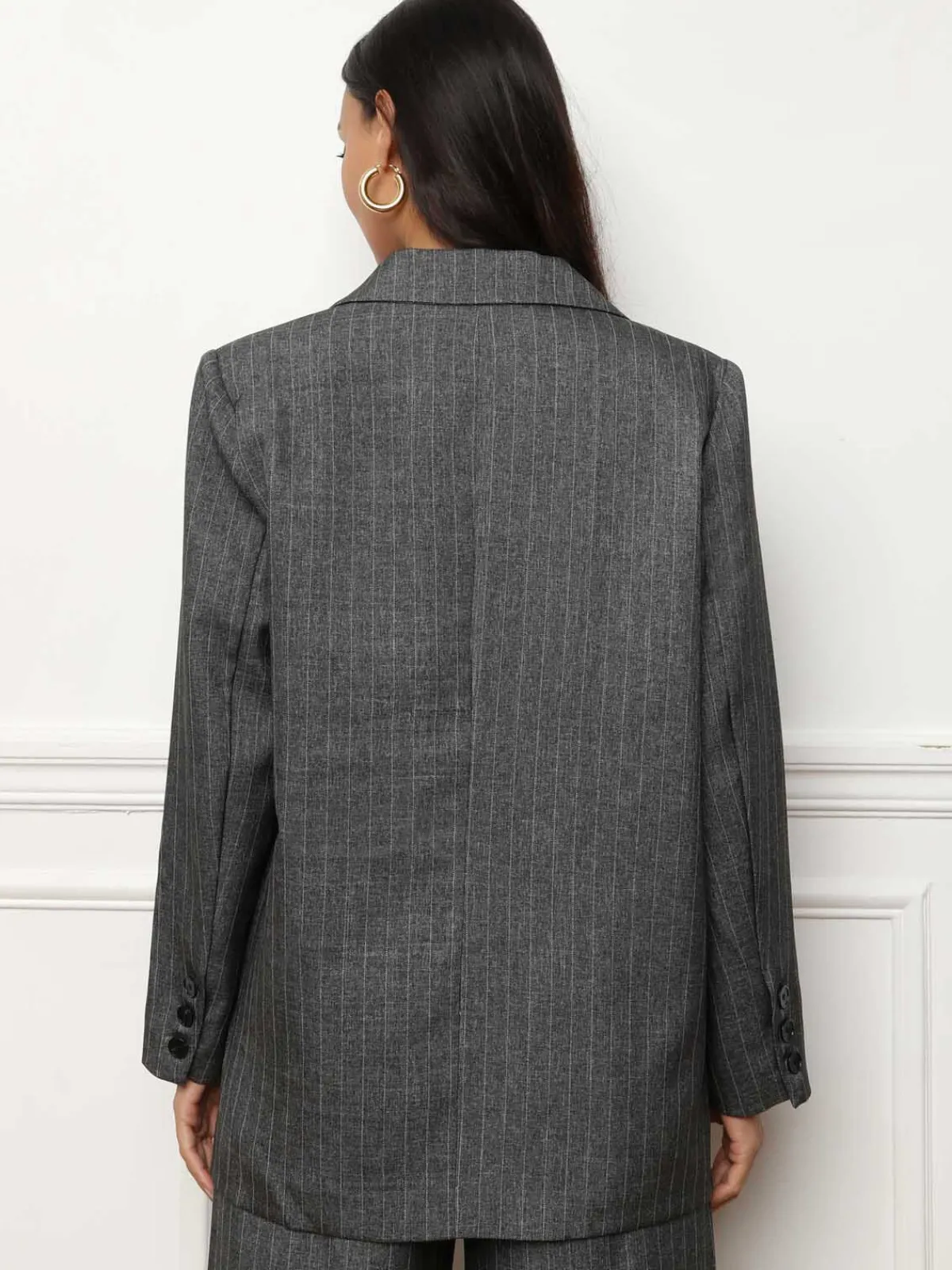 Outlet La Modeuse Veste de costume croisée à rayures Gris