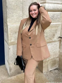 Clearance La Modeuse Veste de costume oversize Camel