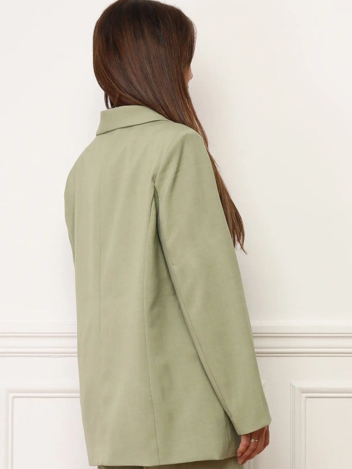 Hot La Modeuse Veste de costume oversize à col châle VertOlive