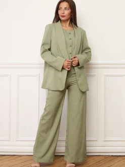 Hot La Modeuse Veste de costume oversize à col châle VertOlive
