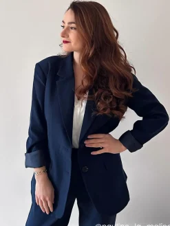 Outlet La Modeuse Veste de costume oversize BleuMarine