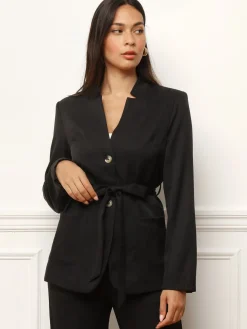 Clearance La Modeuse Veste de tailleur avec ceinture Noir