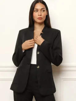 Clearance La Modeuse Veste de tailleur avec ceinture Noir