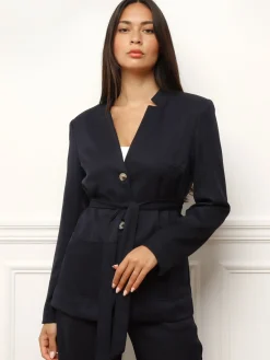 New La Modeuse Veste de tailleur avec ceinture BleuMarine