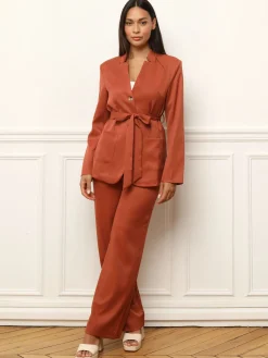 Online La Modeuse Veste de tailleur avec ceinture Terracotta