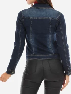New La Modeuse Veste en jean brut délavée Bleufoncé