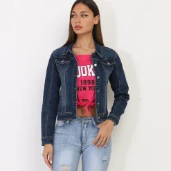 Outlet La Modeuse Veste en jean délavée Bleu