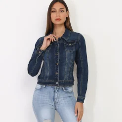 Outlet La Modeuse Veste en jean délavée Bleu