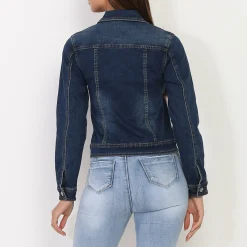 Outlet La Modeuse Veste en jean délavée Bleu