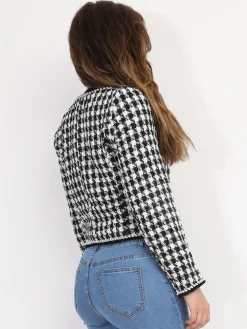 Hot La Modeuse Veste en tweed pied-de-poule Noir