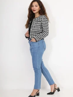 Hot La Modeuse Veste en tweed pied-de-poule Noir