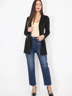 Sale La Modeuse Veste longue en suédine à zips Noir