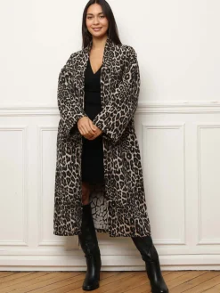 Best La Modeuse Veste longue fluide à imprimé animal Léopard