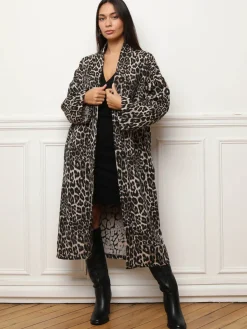 Best La Modeuse Veste longue fluide à imprimé animal Léopard