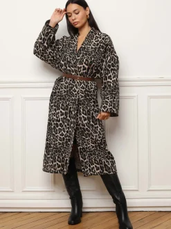 Best La Modeuse Veste longue fluide à imprimé animal Léopard