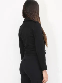 New La Modeuse Veste motard en suédine Noir